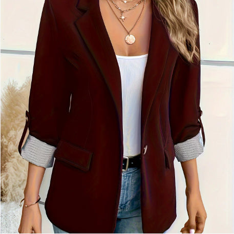 Blazer Élégant à Manches Retrussées