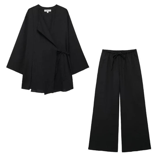 Ensemble Fluide Minimal – Veste Croisée & Pantalon Large