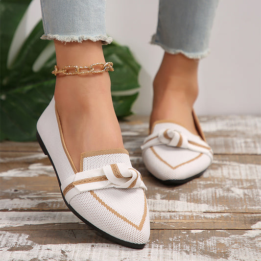 Chaussures Plates Chic Pointues avec Nœud Respirant