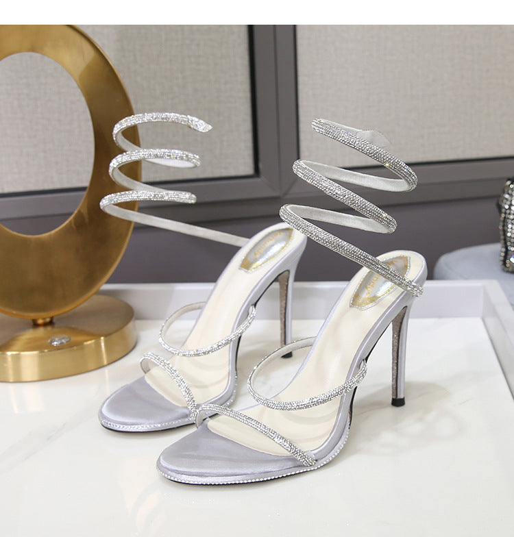 Sandales à Talons Strass avec Bride Cheville