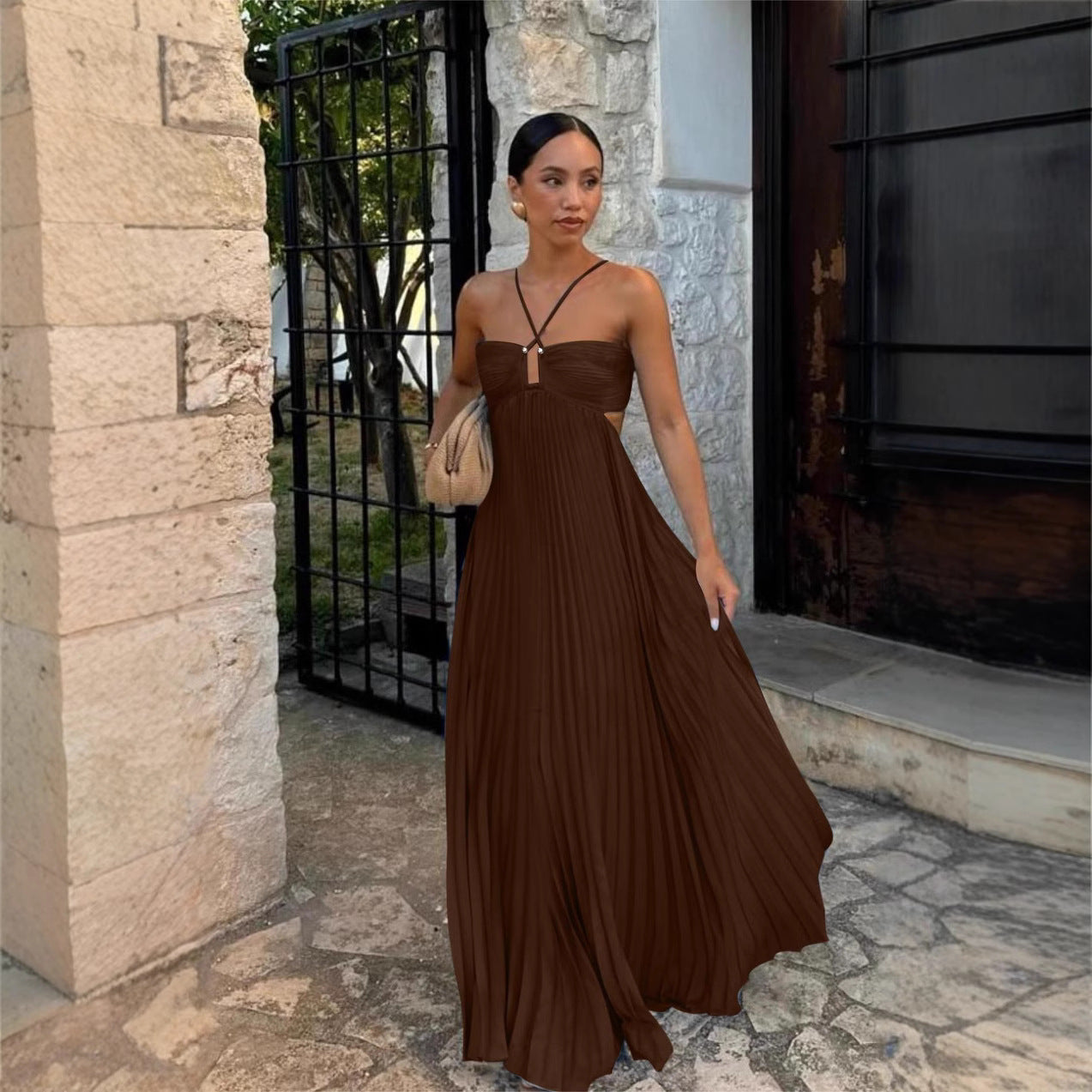 Robe Longue Plissée Élégance Sculptante