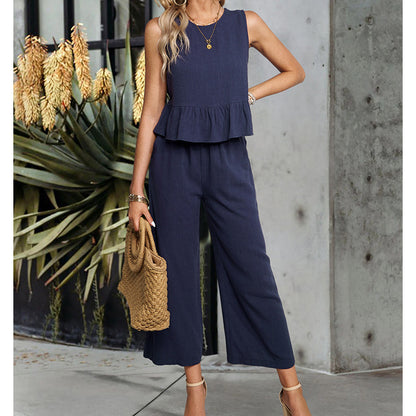 Ensemble Chic – Haut Sans Manches & Pantalon Large Cropped