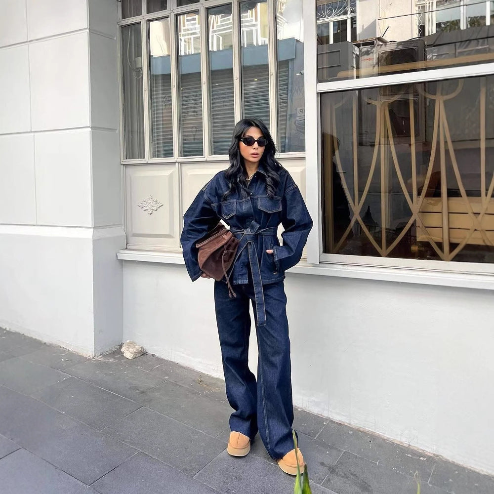 Ensemble Denim Rétro Ceinturé