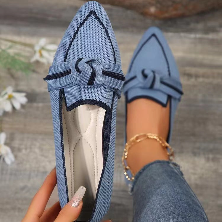 Chaussures Plates Chic Pointues avec Nœud Respirant