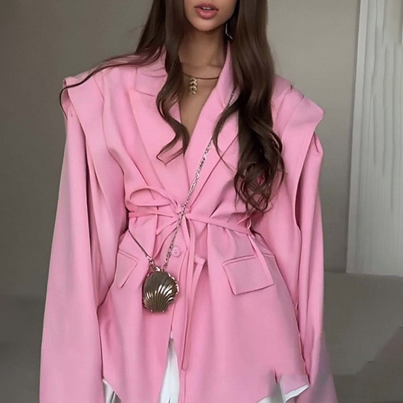 Veste Fluide à Taille Ceinturée