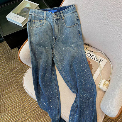 Jean Flare Sculptant à Effet Tacheté