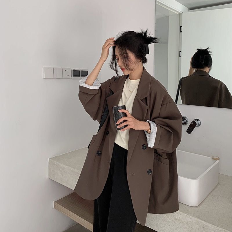 Blazer Oversize à Double Boutonnage