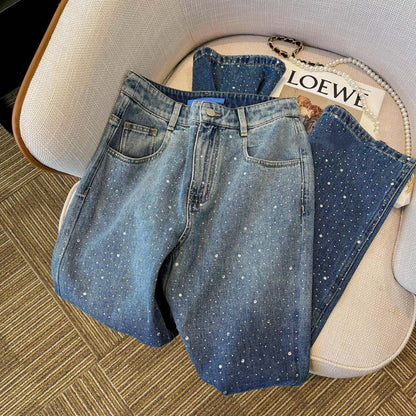 Jean Flare Sculptant à Effet Tacheté