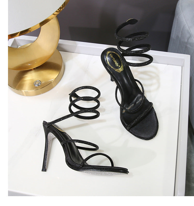 Sandales à Talons Strass avec Bride Cheville