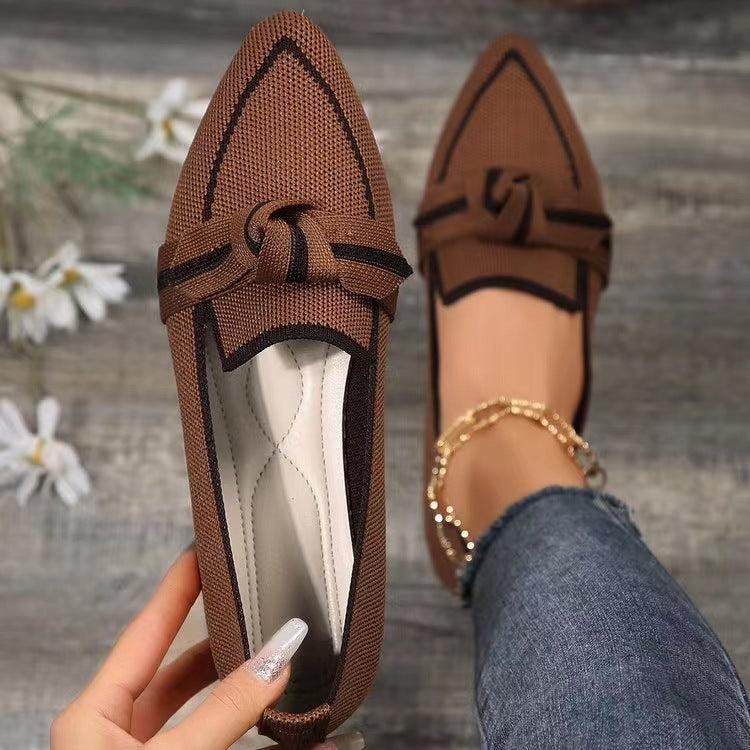 Chaussures Plates Chic Pointues avec Nœud Respirant