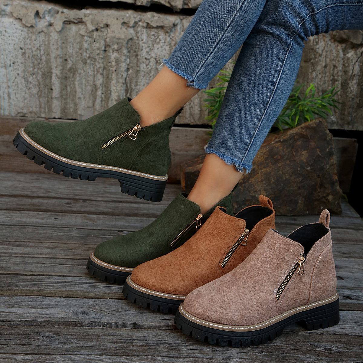 Bottines Urbaines Zippées Élégance