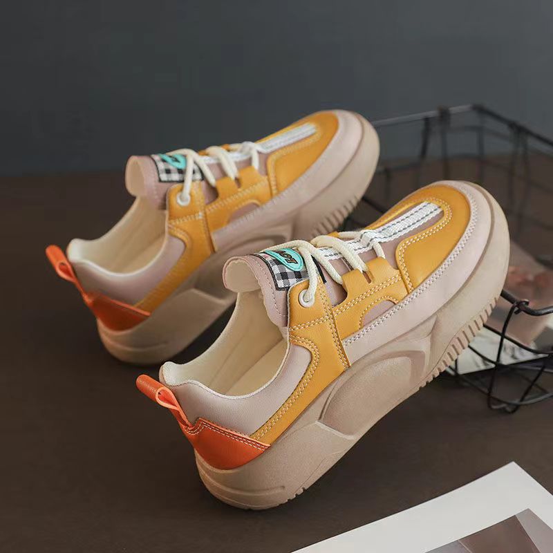 Baskets Chunky en Similicuir avec Surpiqûres