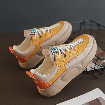 Baskets Chunky en Similicuir avec Surpiqûres