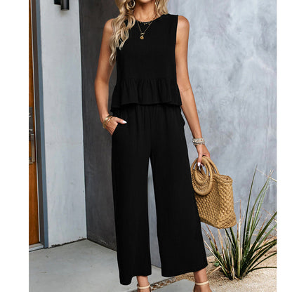 Ensemble Chic – Haut Sans Manches & Pantalon Large Cropped