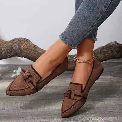 Chaussures Plates Chic Pointues avec Nœud Respirant