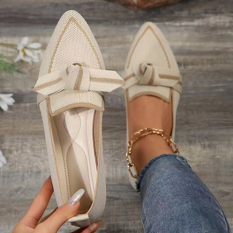 Chaussures Plates Chic Pointues avec Nœud Respirant