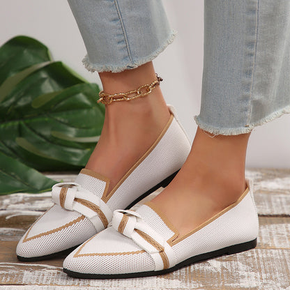 Chaussures Plates Chic Pointues avec Nœud Respirant