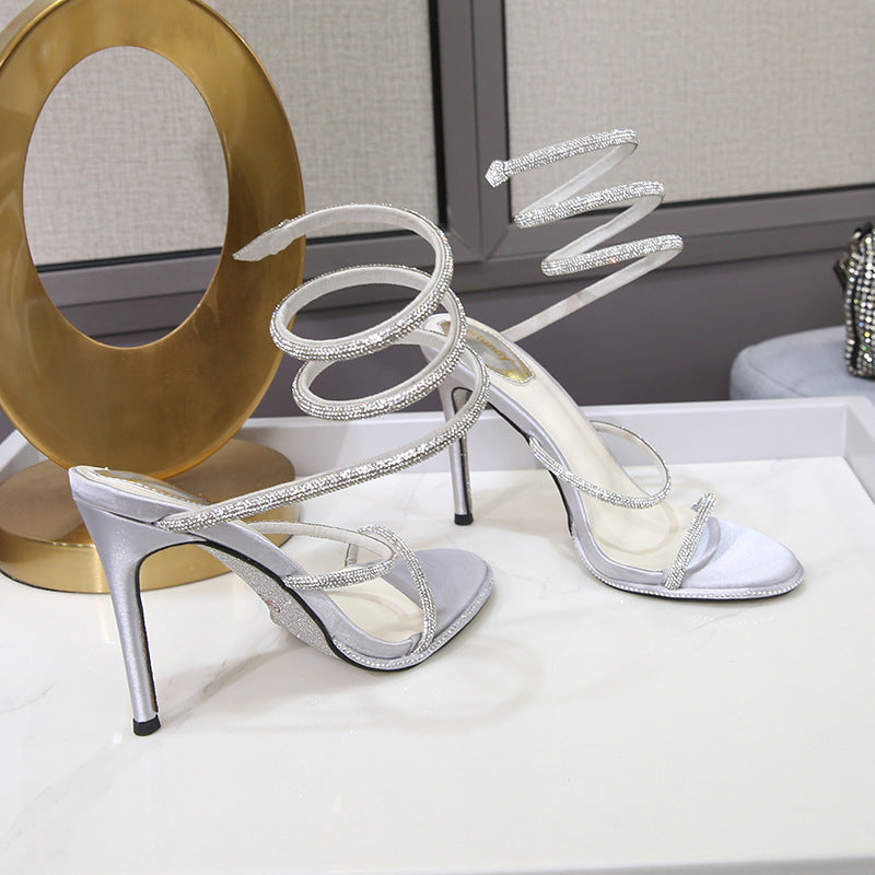 Sandales à Talons Strass avec Bride Cheville