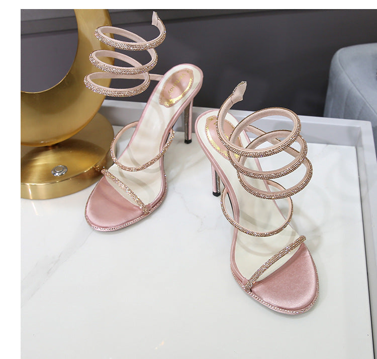 Sandales à Talons Strass avec Bride Cheville