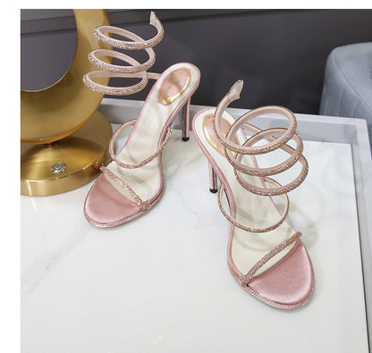 Sandales à Talons Strass avec Bride Cheville