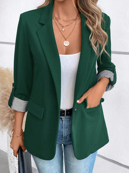 Blazer Élégant à Manches Retrussées