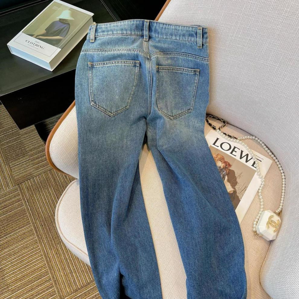 Jean Flare Sculptant à Effet Tacheté