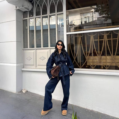 Ensemble Denim Rétro Ceinturé