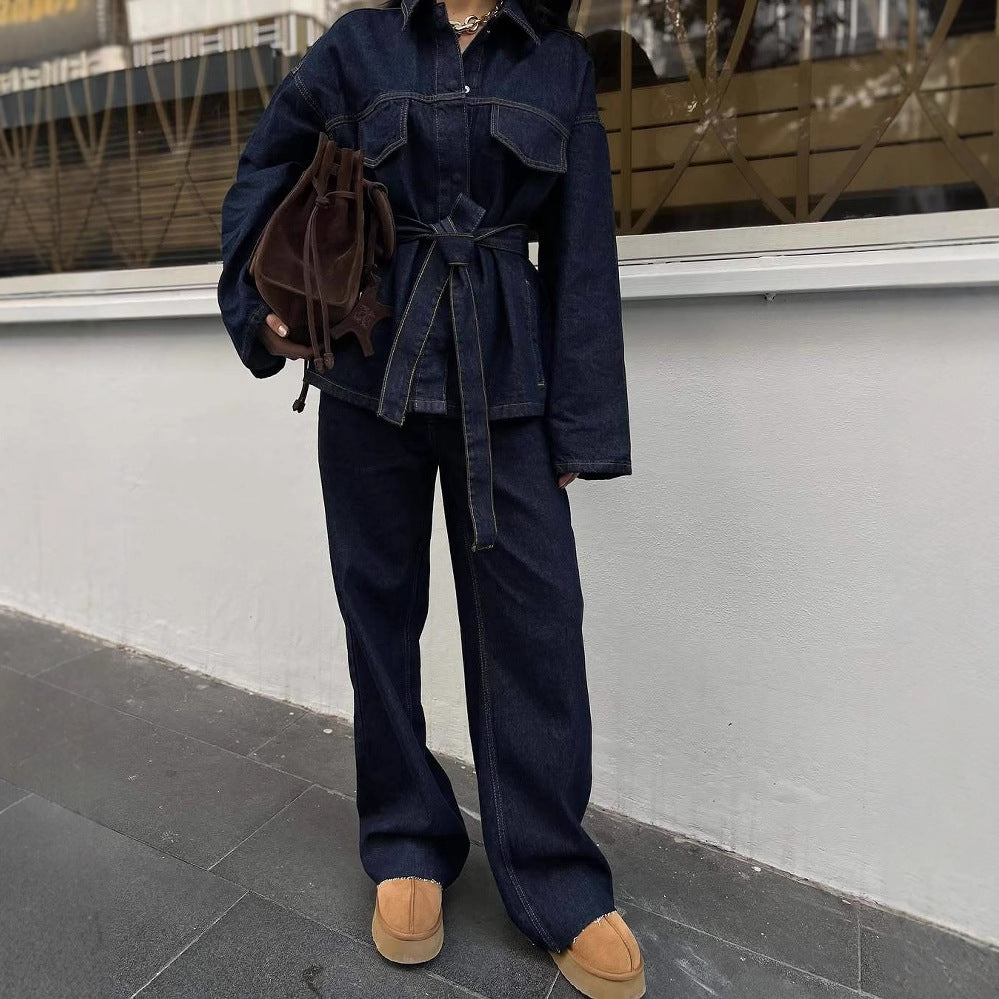 Ensemble Denim Rétro Ceinturé