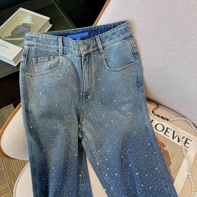 Jean Flare Sculptant à Effet Tacheté