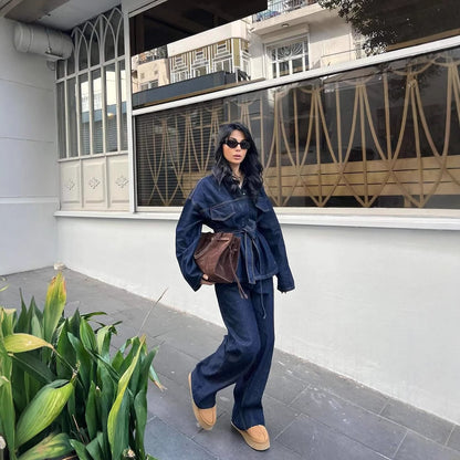 Ensemble Denim Rétro Ceinturé