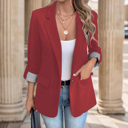 Blazer Élégant à Manches Retrussées