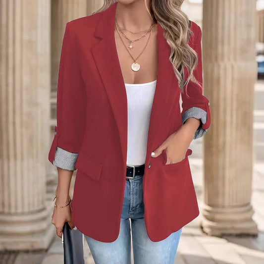 Blazer Élégant à Manches Retrussées