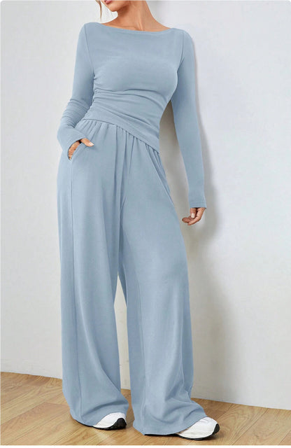 Ensemble Pantalon et Haut à Détail Ruché Moderne