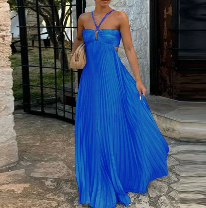 Robe Longue Plissée Élégance Sculptante