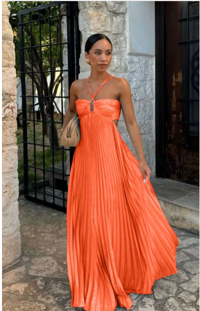 Robe Longue Plissée Élégance Sculptante