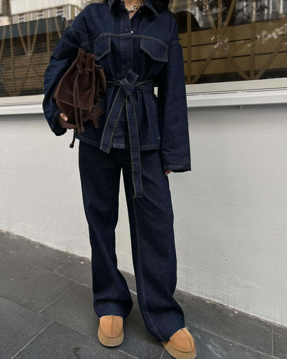 Ensemble Denim Rétro Ceinturé