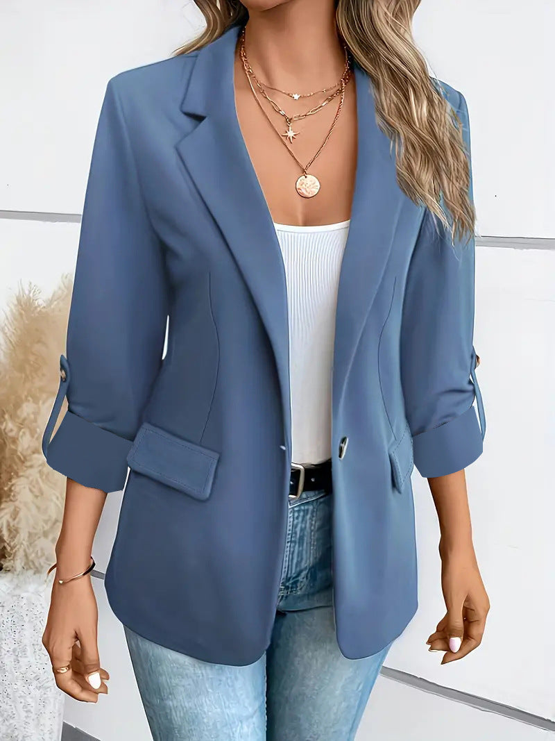 Blazer Élégant à Manches Retrussées