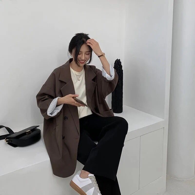Blazer Oversize à Double Boutonnage
