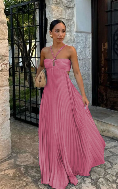 Robe Longue Plissée Élégance Sculptante